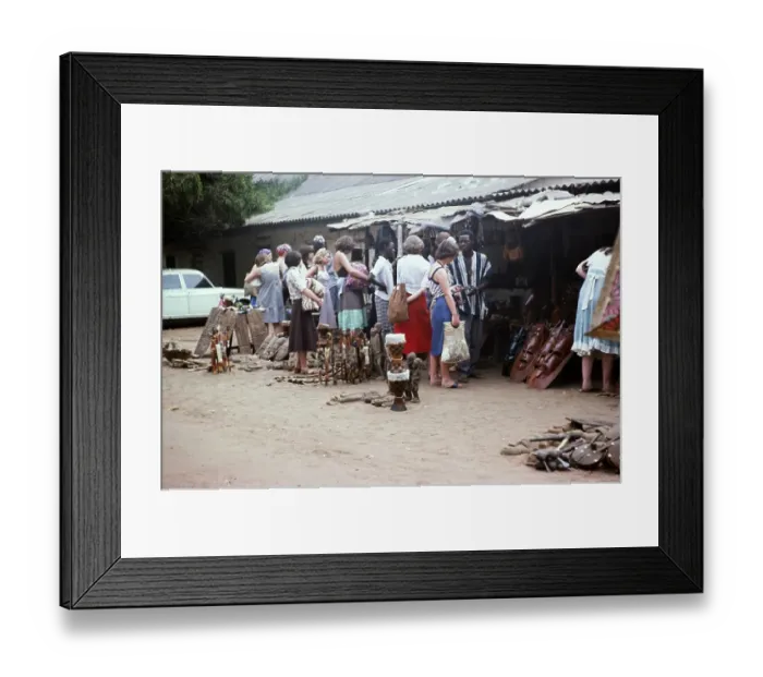 Framed Print : Tourists shopping for souvenirs, Banjul, Gambia, Africa, 1978, Africa