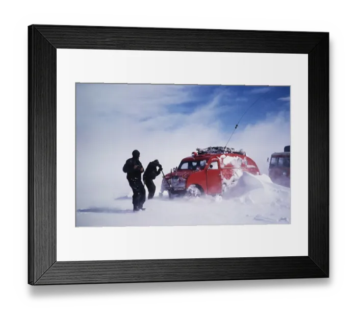 Framed Print : GUSI Bombardier B 12 snowmobile, Gudmundur Jonasson travel company Adventure Arctic Expedition to the frozen ice cap, Iceland, 1972, Europe