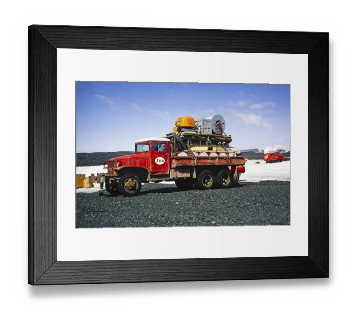 Framed Print : Deuce and a Half Esso truck vehicle 2½ tonnes 6--6, Iceland, 1972, Europe