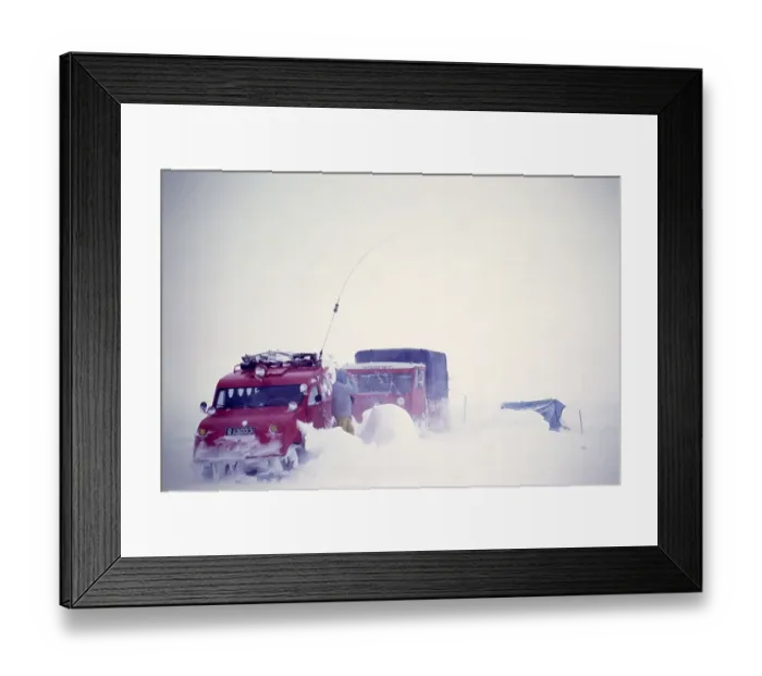 Framed Print : Mercedes Benz snow chain vehicle and GUSI Bombardier B 12 snowmobile, Gudmundur Jonasson travel company adventure Arctic expedition to the frozen ice cap, Iceland, 1972, Europe Framed Print : Mercedes Benz snow chain vehicle and GUSI Bombardier B 12 snowmobile, Gudmundur Jonasson travel company adventure Arctic expedition to the frozen ice cap, Iceland, 1972, Europe