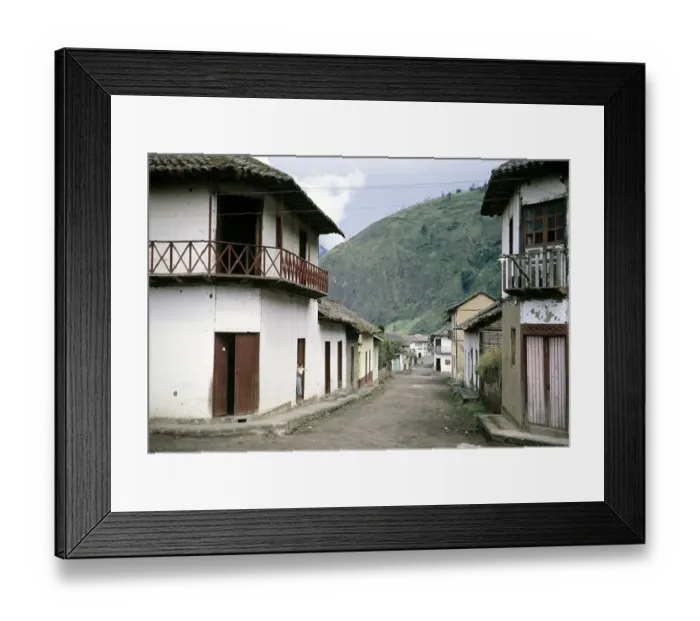 Framed Print : Street with historical buildings, Banos de Agua Santa, Tungurahua Province, Ecuador, South America 1962, South America