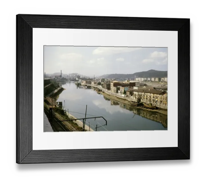 Framed Print : Industry on the banks of the Rio Nervion, Bilbao, Spain 1964