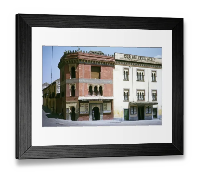Framed Print : Historic buildings Moorish architecture, village Arcos de la Frontera, province Cadiz, Spain 1964