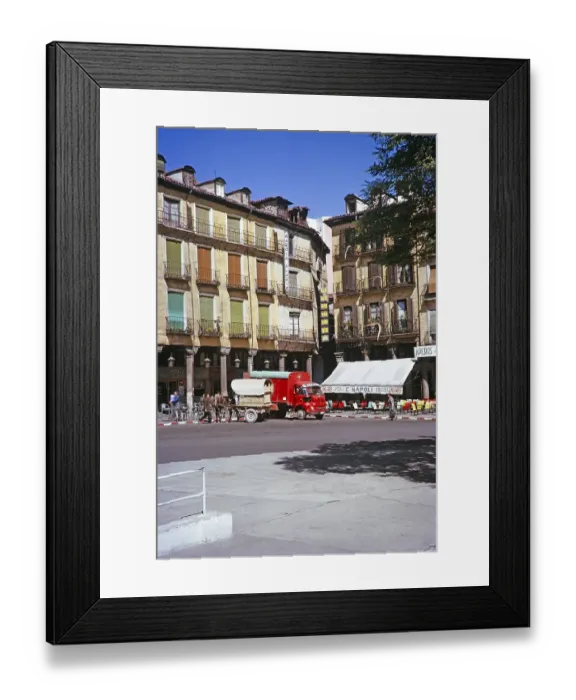 Framed Print : Plaza Mayor, Cafe Napoli, Valladolid, Castilla y Leon, Spain, 1964 red SAVA S66, BMC FG lorry, Europe Framed Print : Plaza Mayor, Cafe Napoli, Valladolid, Castilla y Leon, Spain, 1964 red SAVA S66, BMC FG lorry, Europe