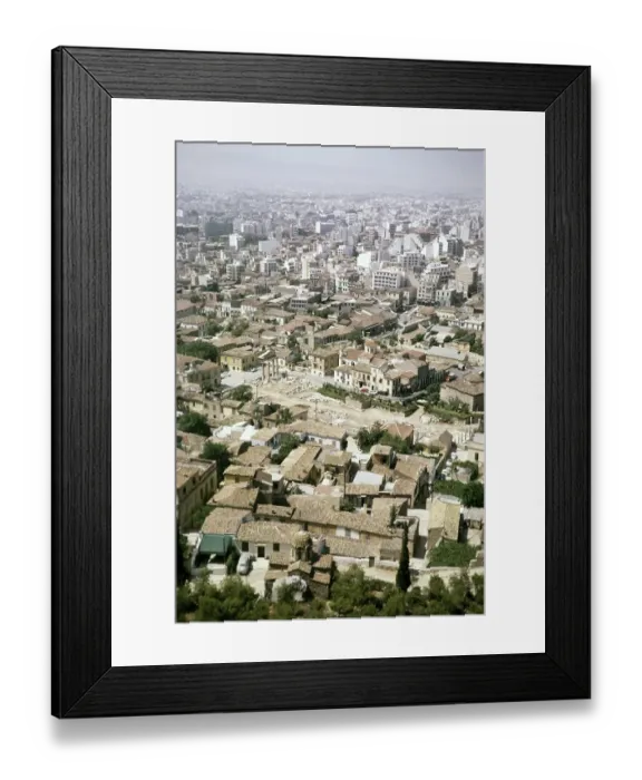 Framed Print : View from the Acropolis across the Roman Forum to the north of the city, Monastiraki, Athens 1964