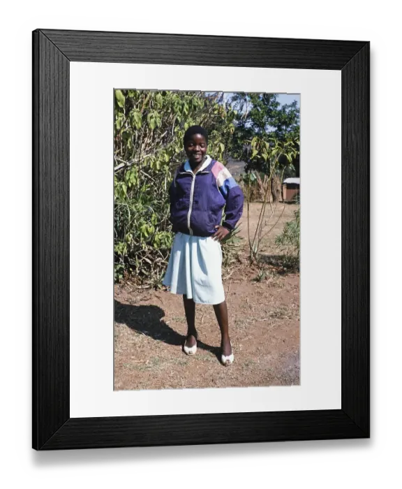 Framed Print : Full-length portrait of a standing young woman, Malawi, Southern Africa, 1995, Africa