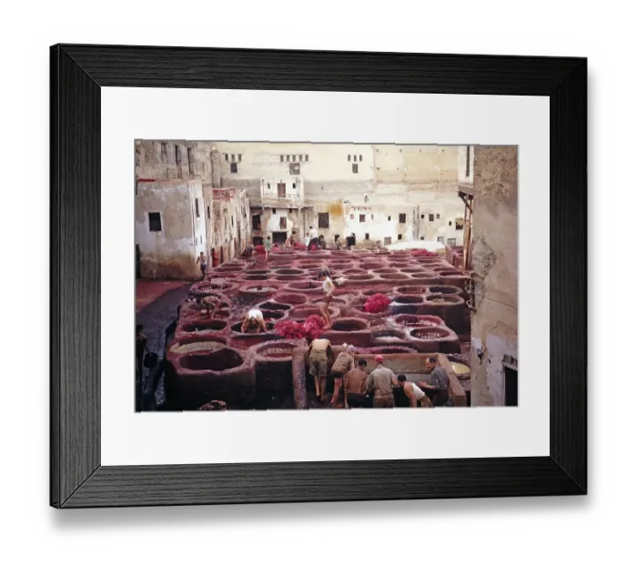 Framed Print : Labourers, including children, working in leather tanneries, Fez, Morocco, North Africa, 1971, Africa