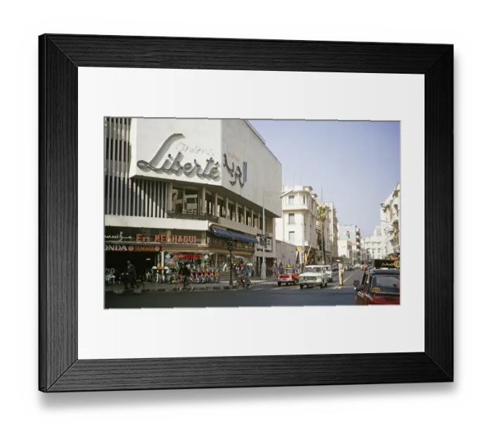 Framed Print : Shops and traffic in the central business district, Casablanca, Morocco, North Africa 1971, Africa Framed Print : Shops and traffic in the central business district, Casablanca, Morocco, North Africa 1971, Africa
