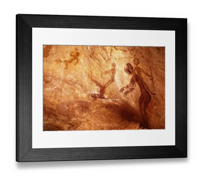 Framed Print : Famous prehistoric rock carvings of Tassili N'Ajjer, Algeria, North Africa 1973 Tassili N'Ajjer National Park, Africa