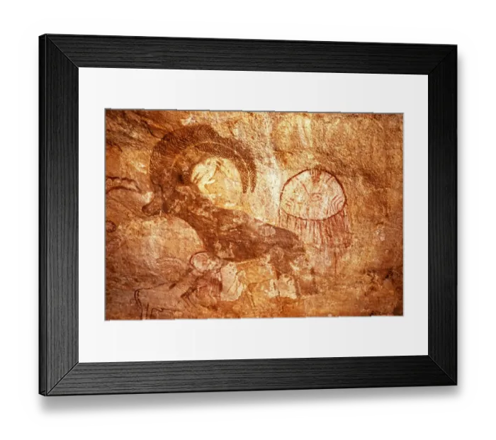 Framed Print : Famous prehistoric rock carvings of Tassili N'Ajjer, Algeria, North Africa 1973 Tassili N'Ajjer National Park, Africa