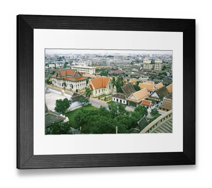 Framed Print : Temples and cityscape in Bangkok, Asia 1971
