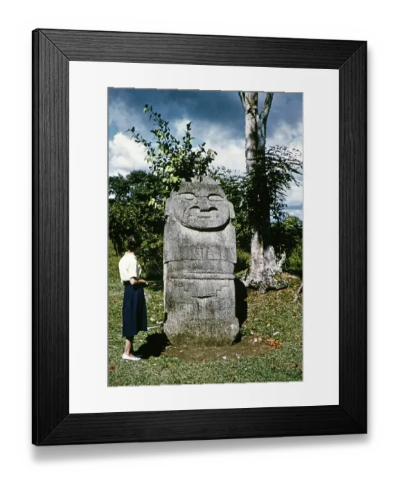 Framed Print : Stone megalith statue, Archaeological Park, San Agustin, Colombia, South America 1961, South America