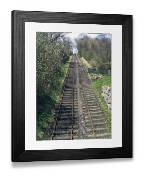 Framed Print : Inclined plane of the hay railway in Coalport, Ironbridge Gorge valley, Staffordshire, England, UK 1970s