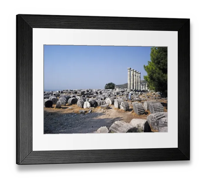 Framed Print : Archaeological site Ruins of the ancient Greek city of Priene, Turkey, 1997 Temple of Athena, Asia