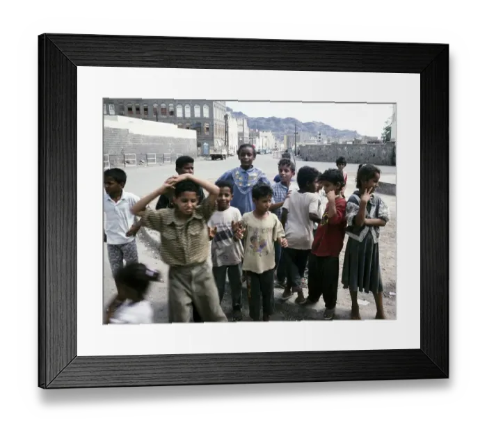 Framed Print : City of Aden, Yemen, 1998: Snapshot of children on the street, Asia
