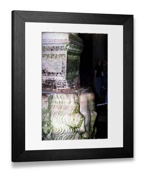 Framed Print : Head of Medusa in the underground cistern Yerebatan Sarayi, Istanbul, Turkey, 1997, Asia
