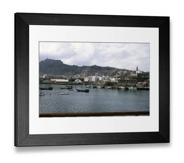 Framed Print : City of Aden, Yemen, 1998 View of dhows and other boats in the harbour, Asia