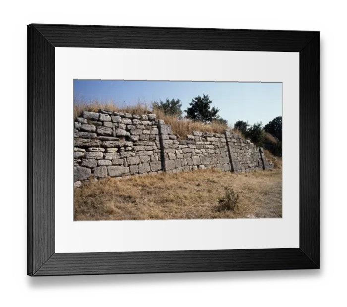Framed Print : Archaeological excavation site of the ancient city of Troy, Turkey 1997 Basis for the construction of Priam's palace