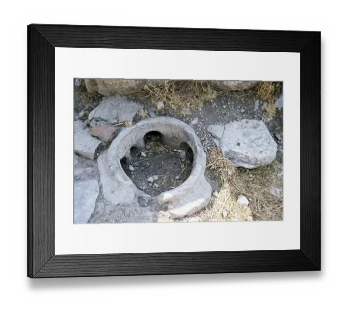 Framed Print : Archaeological excavation site Ruins of the ancient Greek city of Priene, Turkey, 1997 Detail of the stone water supply channels, Asia