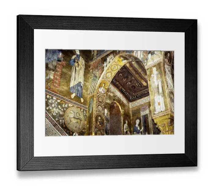 Framed Print : Byzantine wall paintings, The Palatine Chapel in the Norman Palace, Palermo, Sicily, Italy, 1999, Europe