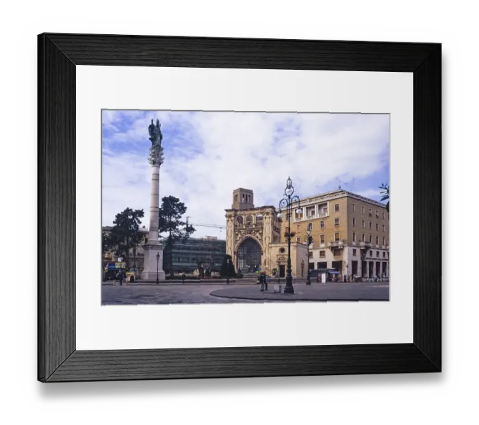 Framed Print : Main city square Piazza Sant'Oronzo with statue of city patron saint, Puglia, Italy, Lecce, Apulia, Italy in 1999, Europe
