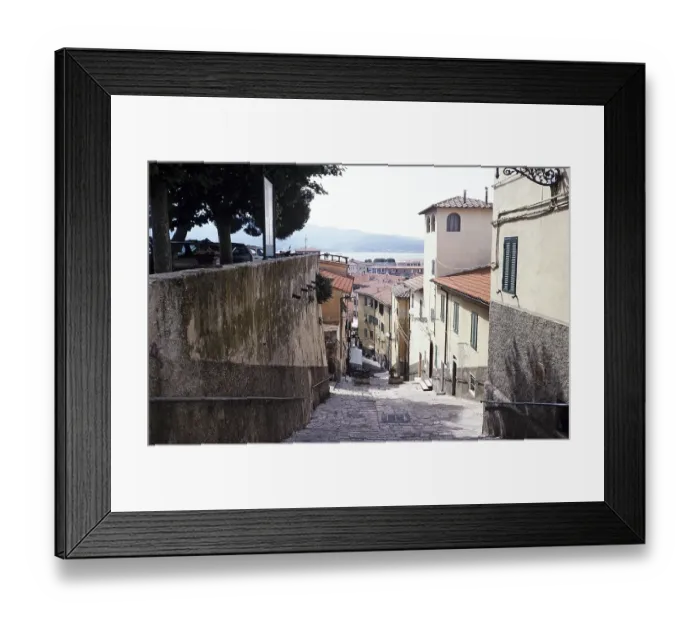 Framed Print : Steep cobbled street and house in Portoferraio, Elba Island, Italy, 1999 Salita del Falcone, Europe Framed Print : Steep cobbled street and house in Portoferraio, Elba Island, Italy, 1999 Salita del Falcone, Europe