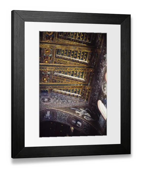 Framed Print : Detail of the decorated roof in the Norman cathedral of Monreale, Cathedral of Monreale, near Palermo, Sicily, Italy, 1999, Europe Framed Print : Detail of the decorated roof in the Norman cathedral of Monreale, Cathedral of Monreale, near Palermo, Sicily, Italy, 1999, Europe