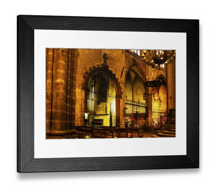 Framed Print : Interior of the Cathedral of the Holy Cross and St Eulalia, Cathedral in the city of Barcelona, Catalonia, Spain, Europe