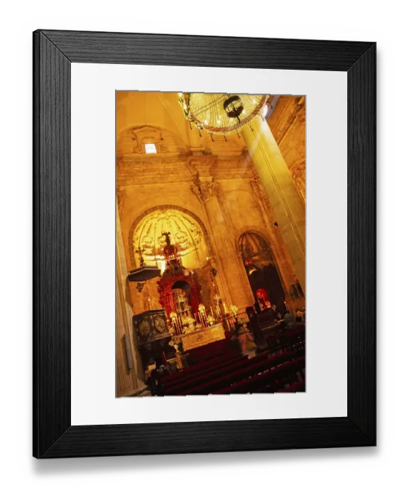 Framed Print : Elaborately decorated gold altar in the cathedral church of Santa Maria La Mayor, Ronda, Andalusia, Spain, Europe