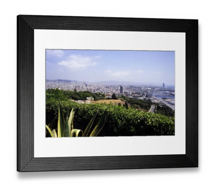 Framed Print : View over the city centre of Barcelona, Spain, 1999, Europe Framed Print : View over the city centre of Barcelona, Spain, 1999, Europe