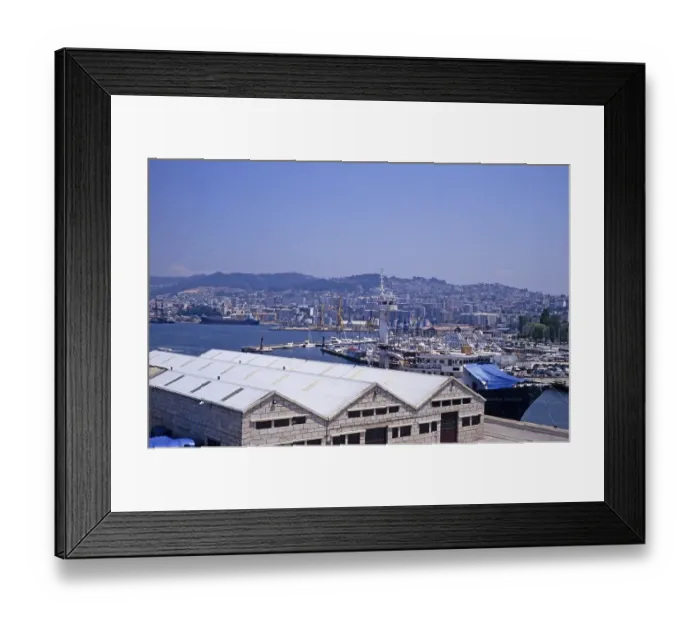 Framed Print : View of boats in the harbour area of Vigo, Spain 1999
