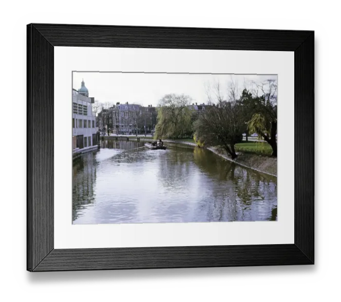 Framed Print : Barge with bulk goods on the canal in the city centre of Amsterdam, Netherlands 1973