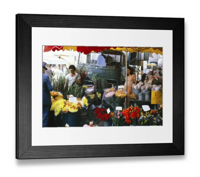 Framed Print : Flower stand on the street in Troyes, France 1976