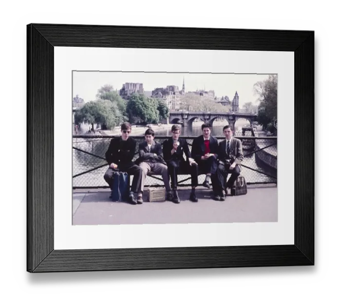 Framed Print : Group of senior secondary schoolboys on educational trip by the River Seine, Paris, France, c 1960, Europe