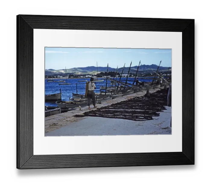 Framed Print : Fischerboote und Nest am Kai im Hafen von Calvi, Korsika, Frankreich, Ende der 1950er Jahre Framed Print : Fischerboote und Nest am Kai im Hafen von Calvi, Korsika, Frankreich, Ende der 1950er Jahre