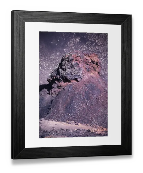 Framed Print : Verwittertes Vulkangestein, sekundaere Kegelasche, Schlacke, erstarrte Lava, Lanzarote, Kanarische Inseln, Spanien, 1979