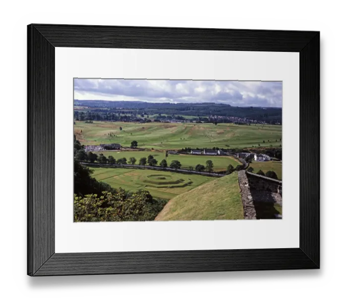 Framed Print : View of historic earthworks 1627-29 known as The King's Knot from Stirling Castle, Scotland, UK in 1980