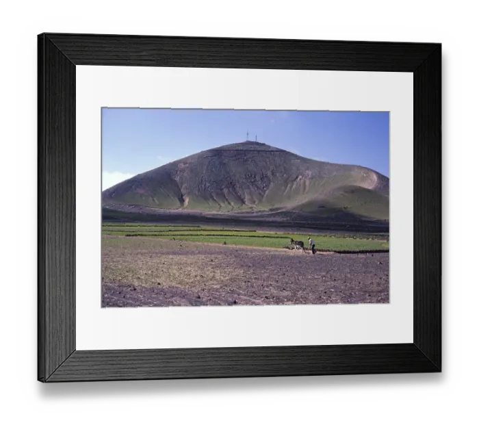 Framed Print : Mann pfluegt Land mit einem Esel Subsistenzlandwirtschaft, Lanzarote, Kanarische Inseln, Spanien 1979 Framed Print : Mann pfluegt Land mit einem Esel Subsistenzlandwirtschaft, Lanzarote, Kanarische Inseln, Spanien 1979