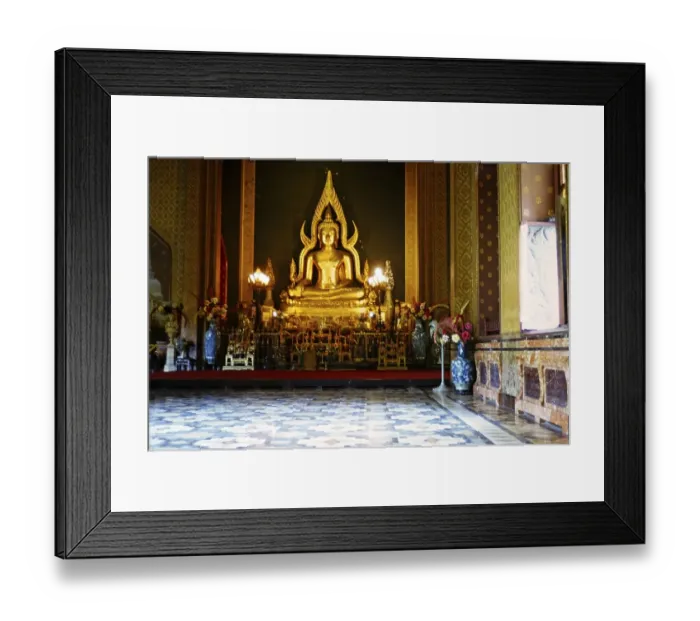 Framed Print : Statue eines sitzenden goldenen Buddhas, Wat Benchamabophit, Marmortempel, Bangkok, Thailand, Asien im Jahr 1964, Asia