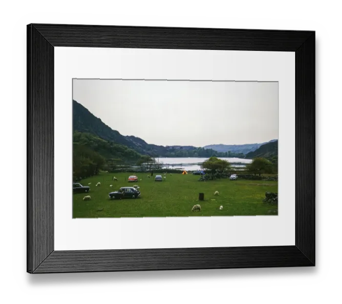 Framed Print : Zeltlager in einer Schafherde in Cwm Bychan, Llanbedr, Gwynedd, ehemals Meirionnydd, Wales, Vereinigtes Koenigreich Mai 1972