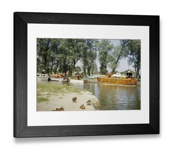 Framed Print : Boote in Hickling, Hickling Broad, Norfolk Broads, Norfolk, England, UK 1969