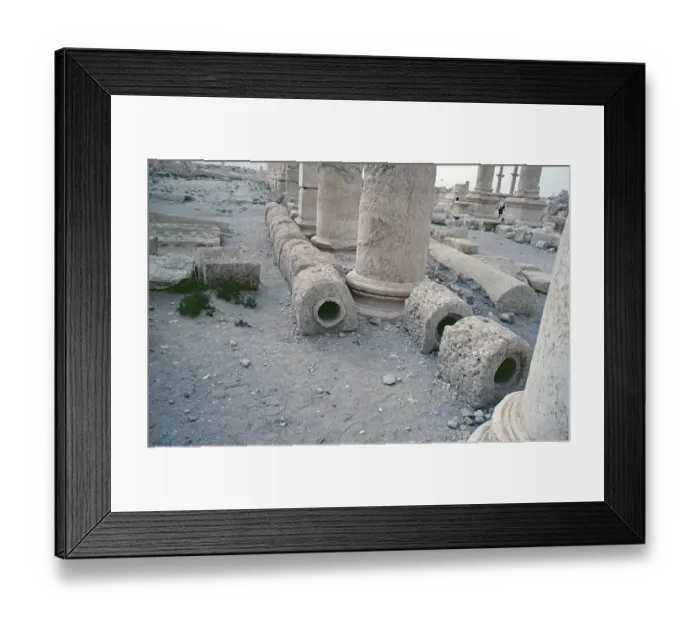 Framed Print : Pipes of the old water pipeline, Palmyra, Syria, May 1987, vintage, retro, old, historical, Asia