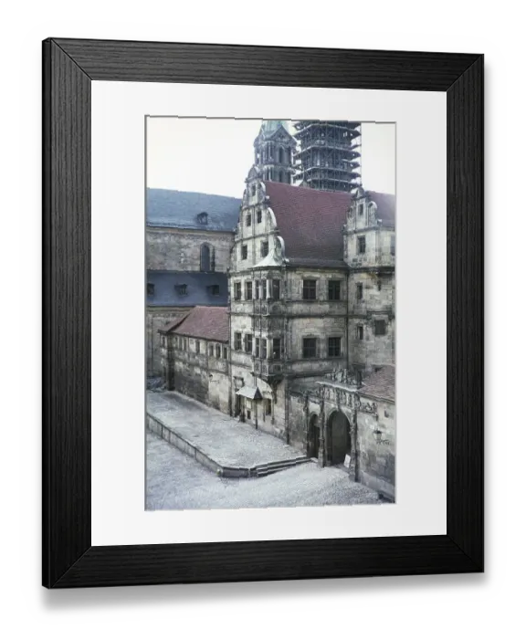 Framed Print : Scaffolding around the tower of the cathedral church in Bamberg, Bavaria, Germany, 1960s, Europe Framed Print : Scaffolding around the tower of the cathedral church in Bamberg, Bavaria, Germany, 1960s, Europe