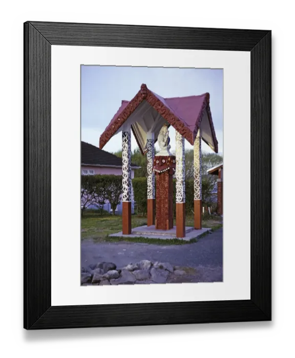 Framed Print : Queen Victoria Monument in the Maori village of Ohinemutu, Rotorua, New Zealand 1974