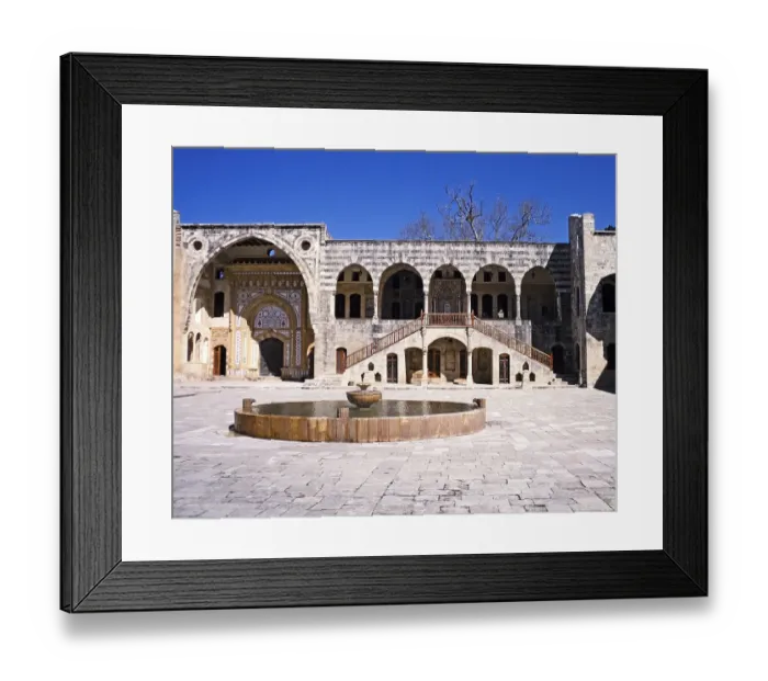 Framed Print : Water fountain in the courtyard of Beit Eddine, Beit ed Dine, Beiteddine Palace of Emir Bashir, Chouf, Lebanon 1998