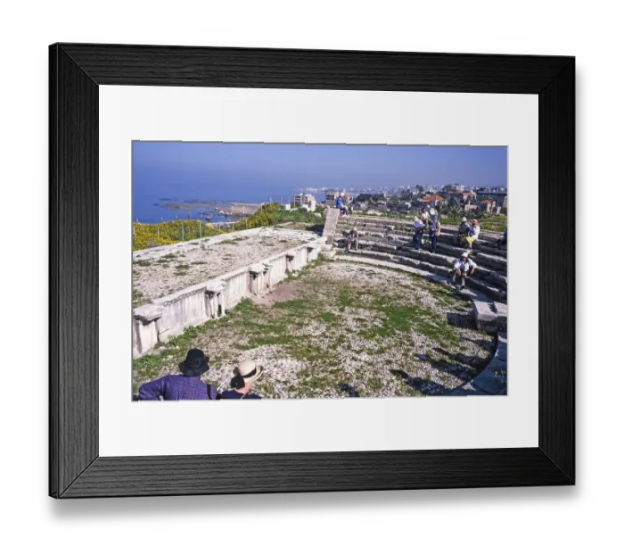Framed Print : Roman amphitheatre in the ruins of the archaeological site of ancient Byblos, Lebanon 1998