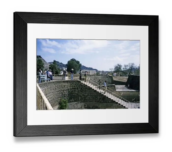 Framed Print : Water tanks of Alsahareej city of Aden, Yemen, 1998 Historic dams used for water collection and storage Tawila cisterns or the Tawila Tanks, Asia