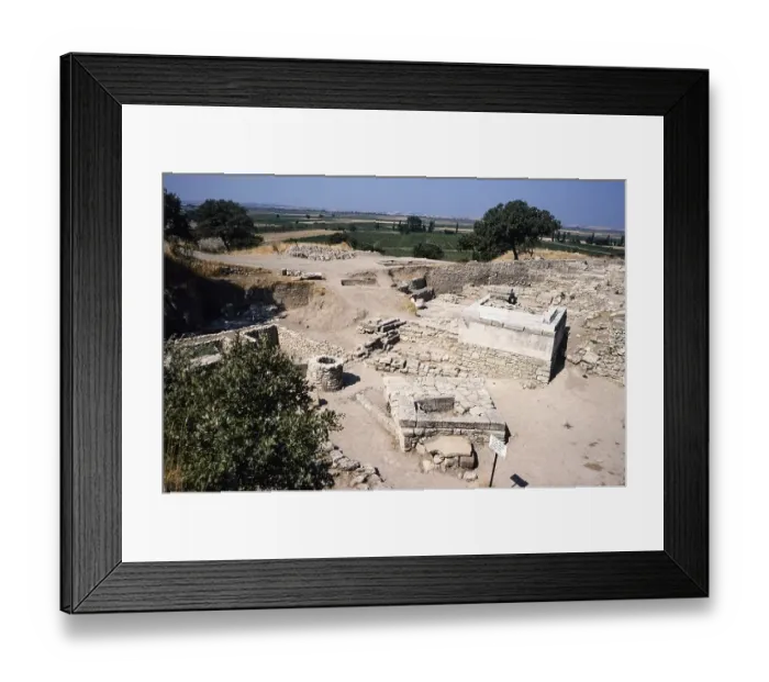 Framed Print : Archaeological site of the ancient city of Troy, Turkey 1997 Remains of an altar