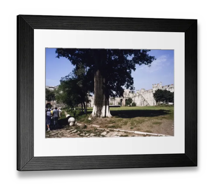 Framed Print : Castle of the Seven Towers, Yedikule Fortress, Istanbul, Turkey in a tour group 1997