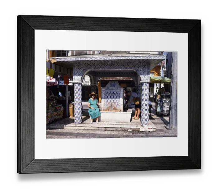 Framed Print : Water fountain in Kusadasi, Turkey, 1997 Iznik tile panels with intricate floral motifs, the so-called arabesques, Asia